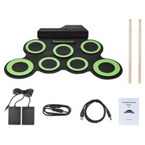 전자 롤 드럼 키트 드럼 키트가있는 디지털 7 패드 풋 페달 컴팩트 사이즈 핸드 롤드 USB 연습 드럼 폴딩 실리콘, B