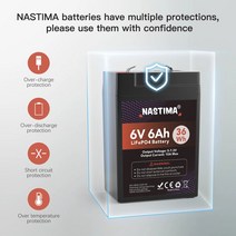 인산철시동배터리 스파크 딥싸이클 배터리 NASTIMA BMS 충전식 리튬 철 인산염 6V 6Ah LiFePO4 비상 조명 랜턴 어린이 차량 탑승