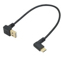 USB 2.0 A 수 90 도 위 아래 왼쪽 직각 팔꿈치 to 3.1 C 타입 변환기 데이터 동기화 충전 케이블 25cm, [01] 25cm, [02] Right