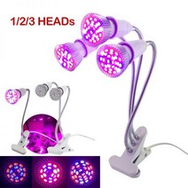 3 HEAD 식물 성장 조명 전체 스펙트럼 박스 텐트 룸 피토 램프 실내 재배 꽃 홈 온실, 18 LED, US plug, E27 bulb only