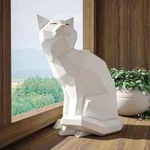 3D 동물 페이퍼 크래프트 입체 종이 접기 인형 모형 장식품 DIY 인테리어 소품 만들기, 화이트 고양이