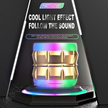 자작스피커 우드 나무 인테리어 rgb 무선 블루투스 스피커 small steel cannon subwoofer 휴대용 미니 선물 카드 블루투스 오디오 휴대 전화 pc 노트북, 금 1