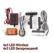굴삭기 지게차 경광등 경고등 차량용 4x3 Led 무선 원격 구급차 경찰 조명 12V FSO 스트로브 경고 자동차 비상 플래시 스트로보 스코프 액세서리, wireless 4x3 LED+All Yellow