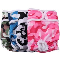 JoyDaog 암컷 대형견을 위한 강아지 기저귀 재사용 가능한 강아지 기저귀 4팩 XXL, X-Small (Pack of 4)_4 Camo Col