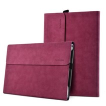 서피스독 Microsoft surface pro 9 용 키보드 케이스 8x13 인치 pu 가죽 태블릿 스탠드 커버 surface pro 7 7plus 6 5 4 12.33939, 서피스 프로 5용, 태블릿 케이스 와인 레드