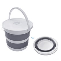 접이식 휴대용 물 세차 플라스틱 자바라 양동이, 그레이 15L 커버 포함