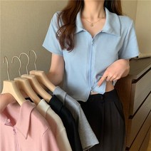 여성 반팔티 티셔츠 슬림 핏 반소매 여자반팔티셔츠 크롭 T 스퀘어 넥 인박카018