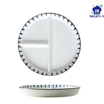 NIUFLY 삼절 나눔접시 다이어트 식판 도자기 성인식판, 1개