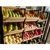 채소진열대 과일매대 디스플레이 마트 슈퍼 진열장 선반 랙 슈퍼마켓 베이커리 판매대 업소용, 단면 브라운 1040x350x1600mm