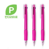 판다리아로 국산 불투명 니들3색볼펜, 5개입, 핑크색