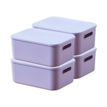 피피에프 베이직 리빙박스 다용도 수납 정리 팬트리 손잡이형02 12L, 라벤더 4P