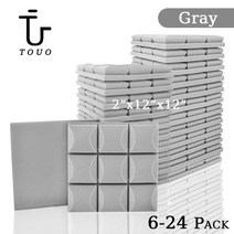 발전기방음박스 방음재 흡음재 사운드 흡수 폼 어쿠스틱 스폰지 스튜디오 방음 벽 6 개, 7.Gray - Medium Density - 6 Pc