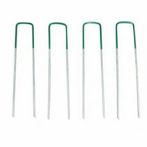 U형 인조 잔디 고정 핀 야자 매트 철근핀 100개 세트, 녹색 페인트 직경 4mm 길이 10cm