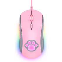 PHNIXGAM Cat Paw RGB 게임용 마우스 최대 7200까지 6개의 조정 가능한 DPI가 있는 USB 유선 자동 광 컴퓨터 마우스 RGB 조명 Windows/Vist, 분홍