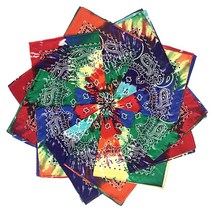 SYHRHL 타이 다이 반다나 노벨티 면 반다나 카우보이 클래식 페이즐리 손수건 12팩 홀치기 염색