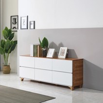 디어 고무나무 원목 거실장 1500 1단 2단 월넛화이트, 2단거실장 1500