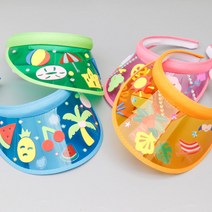 PVC 썬캡꾸미기 모자 물놀이 선캡 패키지 여름 스티커, PVC썬캡_파랑, 투명스티커_해변가