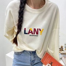 남자 루즈핏 면 LANY 나염 커플 맨투맨 4컬러