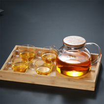 MONTHERIA 몬테리아 다기세트 내열유리 티포트 찻잔세트 선물용다기 도자기 찻잔 세트1000ML, 1000ML주전자 4잔 나무 쟁반