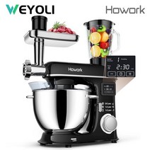 대형 믹서기 블랜더 분쇄기 Wepopu 1500W 8L 스테인레스 스틸 보울이 있는 행성 주방 스탠드 고기 주서블렌더케이크푸드 프로세서, 01 BlACk, AU