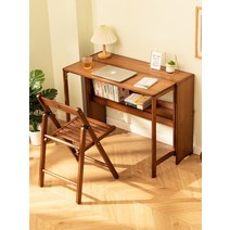 듀얼폴딩책상 책상 테이블 원룸 선반형 간이 슬림 거실 공부 데스크 접이식 공간활용 노트북, 접이식 라이트브라운 103CM (책장포함)