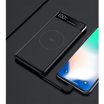 파워뱅크 캠핑 차박 10000mah 전원 은행 qi 무선 충전 for iphone 11 pro max x 삼성 powerbank 고속 충전 2 케이블 외부 배터리 내장, 빨간색