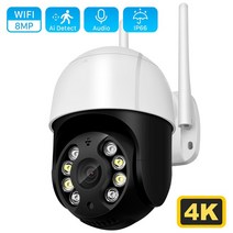 8mp 4K 와이파이 카메라 야외 AI 인간 감지 자동 추적 PTZ IP 카메라 풀 컬러 나이트 비전 클라우드 CCTV 비디오 감시, 2MP Add 32GB Card, 영국 플러그