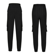 조커팬츠 Combhasaki 힙합 신사복 캐주얼 하이 웨이스트 조거 카고 바지 Ladies Solid Pockets