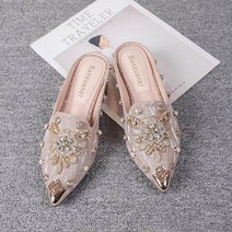 큐빅 보석 슬리퍼 앞막힌슬리퍼 보석 뾰족 블로퍼 4cm