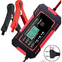 전체 자동 자동차 배터리 충전기 12V 6A 다중 보호 지능형 펄스 수리 배터리-LCD 디스플레이, Red 2
