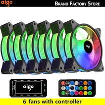 수냉식 쿨러 Aigo AR12 120mm 냉각 팬 RGB 방열 3pin 5v aura sync 12cm pc 컴퓨터 냉각기 argb 사일런트 케이스 컨트롤러 포함, [05] AR12-6IN1, [01] A-RGB, [01] WHITE