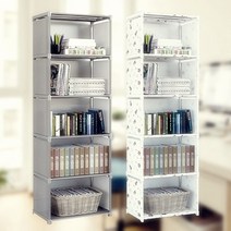 세로책장 좁은 조립형 북케이스 미니 3칸 4단 5단 책장, 10칸책장, 화이트