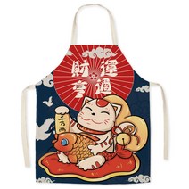 귀여운 캐릭터 디자인 고양이 복고양이 네코 주방 요리 이쁜 예쁜 앞치마 식당 가정용 위생용품 맛집 공방 교실 방수 포켓 주머니 신혼 부부 자취생 작업, L.재물운