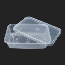 일회용 고급 PP 사각 밀폐용기 반찬 파스타 덮밥 배달 포장 용기 500ml 뚜껑 포함
