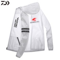 다이와 낚시 착용 낚시 옷 야외 캠핑 하이킹 통기성 빠른 건조 방수 바람막이 시마노스 낚시 옷, XL, BWHITE