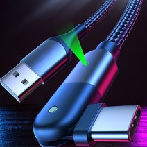3A LED 180도회전 급속 USB C타입 고속충전케이블 PD 핸드폰 충전선 스마트폰 초고속 충전기 2M, 180도회전식 고속충전케이블 2M-레드