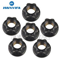Wanyifa 티타늄 너트 M6M8M10M12M14M16 Torx 플랜지 육각 너트 오토바이 리어 액슬 6pcs, M12 1.5Pitch+Black