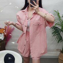 제이후 루즈핏 캐주얼 반팔 셔츠 반바지 여성 투피스 세트