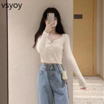 vsyoy 롱 슬리브 탑 청바지 2 피스 홍콩 스타일 인터넷 연예인 프라이드 스트리트 작은 소금 달콤한 에이지-여성을위한 웨스턴 스타일 정장