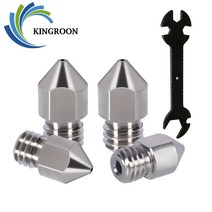 Kingroon 5pcs 3d 프린터 mk8 노즐 티타늄 합금 노즐 압출기 hotend 모든 금속 노즐 m6 스레드 1.75mm 필라멘트, 5pc 0.2mm 1pc 렌치