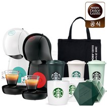 네스카페 돌체구스토 캡슐 커피머신 피콜로XS + 스타벅스 굿즈(리유저블컵3P + 아이스큐브 + 카푸치노 머그 260ml 2P + 블랙토트백), 블랙