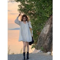 쭈글이원피스 프렌치 화이트 여성 2023 봄계절 고퀄리티 감각 허리보정 슬림핏 러블리 스윗 무드 x2개 4992855461