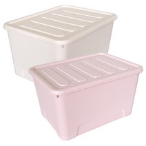올리오 1+1 대용량 수납 정리 리빙박스 90L/110L, 옵션04_파스텔리빙박스110L2개, 아이보리+핑크
