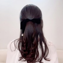 벨벳 진주포인트 얇은 리본 헤어 머리핀