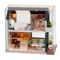 shangren DIY 인형 집 미니어처 키트 목조 주택 1:24 수제 조립 모델 크리스마스 선물 인형 집 가구 장난감 어린이를위한 홈, 16.7x9.3x15.4cm, 나무, Style3
