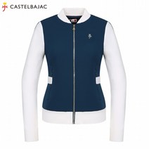 까스텔바작 겨울 여성골프웨어 배색 방풍 우븐 니트 가디건