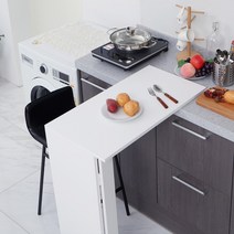 접이식 아일랜드 보조 식탁 반딱 테이블 (화이트), 화이트