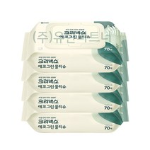 100%생분해 피부와지구의깨끗함을동시에 크리넥스 에코그린 물티슈 캡70매x4개입 x1 x2 x3 x4 x5 x6, 70매x4개입