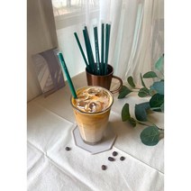 카페 포장 배달 스트로우 초록 개별포장 (500개입) 스타벅스 커피 음료용 일회용 빨대 튼튼한 녹색 일자 긴빨대 테이크아웃 용품 21cm