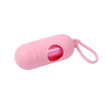 휴대용 애완 동물 쓰레기 봉투 디스펜서 알약 모양 총알 모양의 쓰레기 상자 고양이 개 똥 추출 청소 가방 외부 산책, 11.5x4.3cm, 분홍